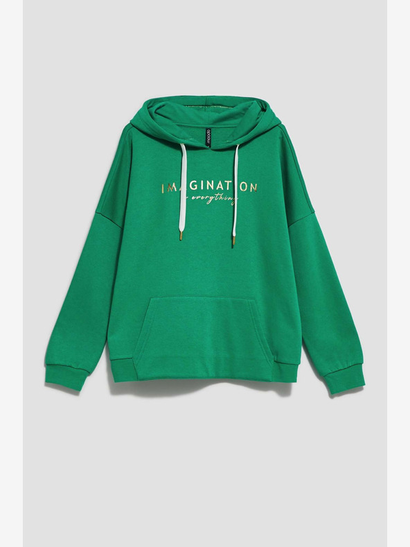 Moodo Zelená dámská mikina s kapucí Moodo