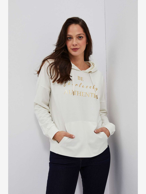 Moodo Krémová dámská mikina s kapucí Moodo