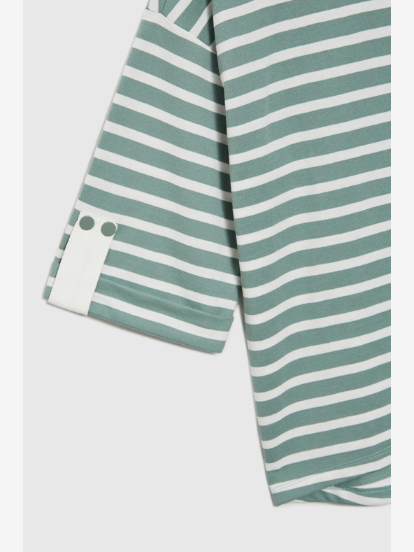 Moodo Bílo-zelená dámská pruhovaná mikina Moodo