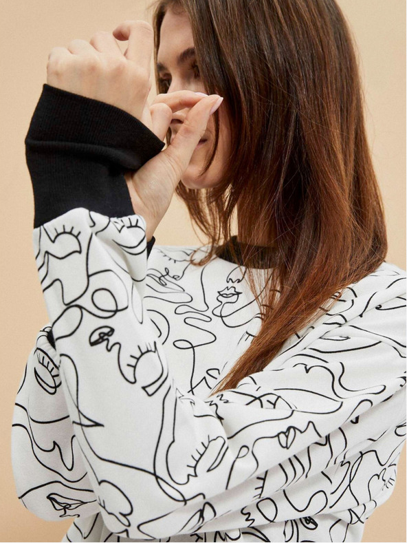 Moodo Černo-bílá dámská mikina Moodo