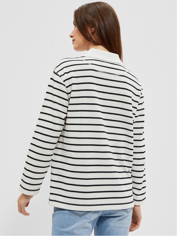 Moodo Černo-bílá dámská pruhovaná mikina Moodo