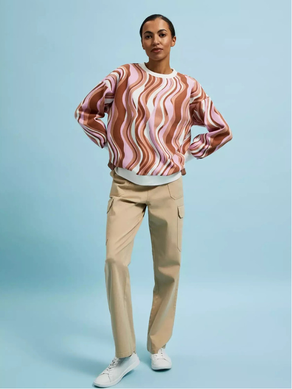 Moodo Růžovo-hnědá dámská vzorovaná mikina Moodo