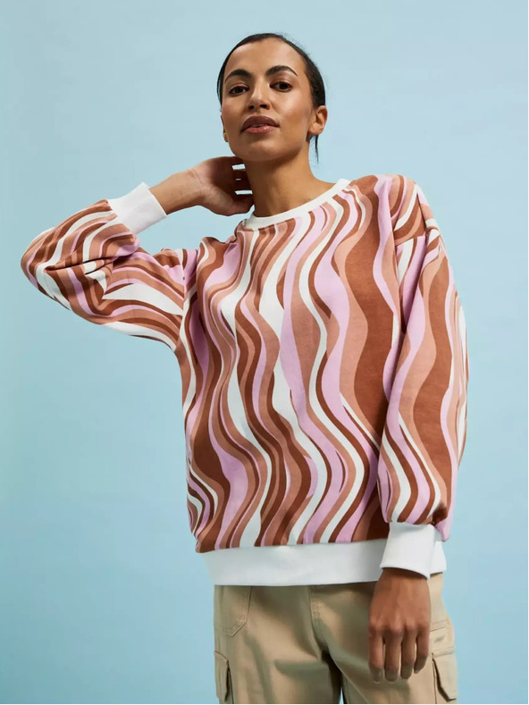 Moodo Růžovo-hnědá dámská vzorovaná mikina Moodo