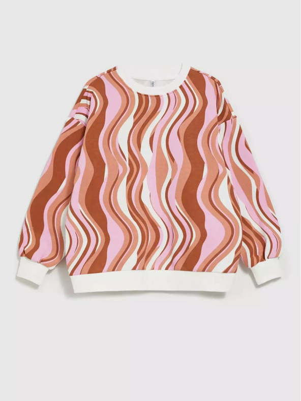 Moodo Růžovo-hnědá dámská vzorovaná mikina Moodo