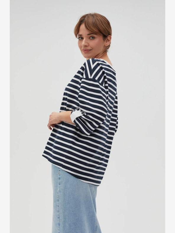 Moodo Bílo-modrá dámská pruhovaná mikina Moodo