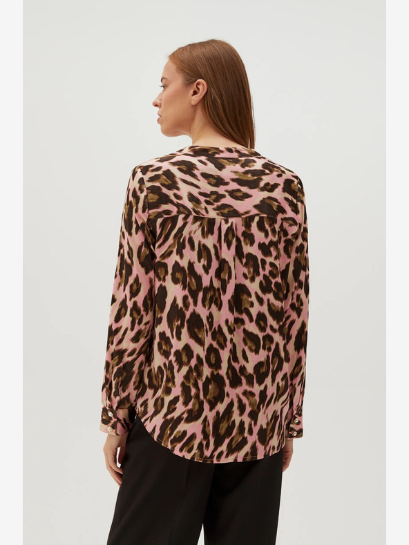 Moodo Hnědo-růžová dámská vzorovaná halenka Moodo