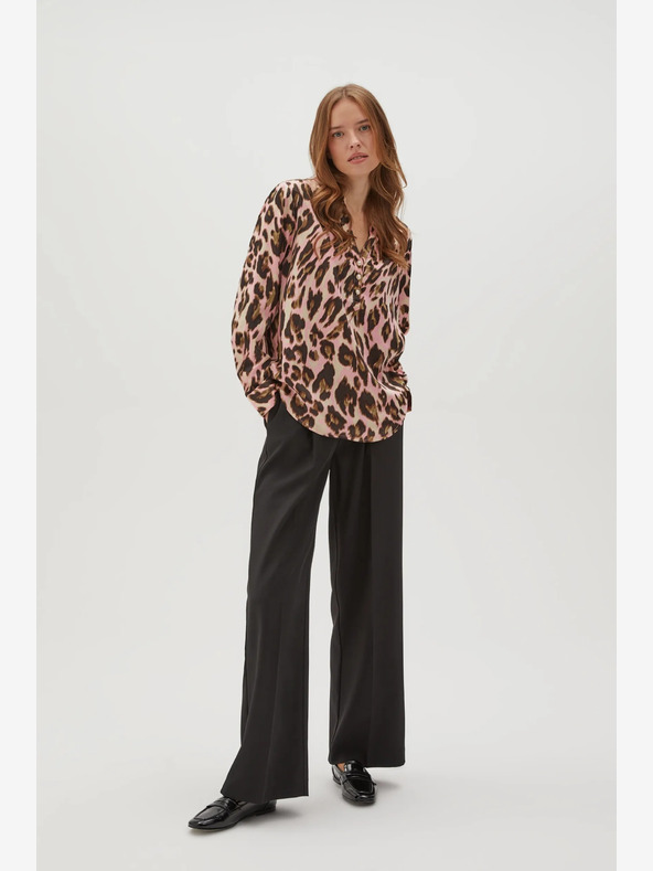 Moodo Hnědo-růžová dámská vzorovaná halenka Moodo