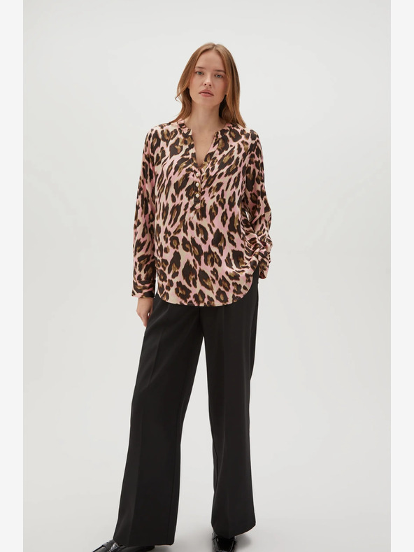 Moodo Hnědo-růžová dámská vzorovaná halenka Moodo