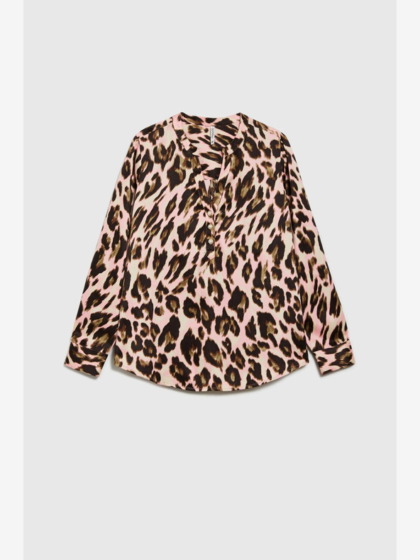 Moodo Hnědo-růžová dámská vzorovaná halenka Moodo