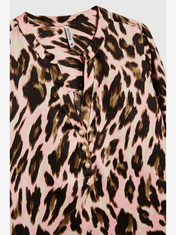 Moodo Hnědo-růžová dámská vzorovaná halenka Moodo