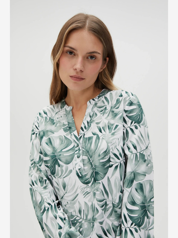 Moodo Bílo-zelená dámská vzorovaná halenka Moodo