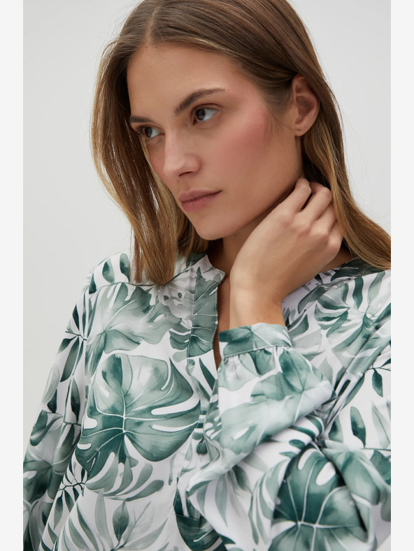 Moodo Bílo-zelená dámská vzorovaná halenka Moodo