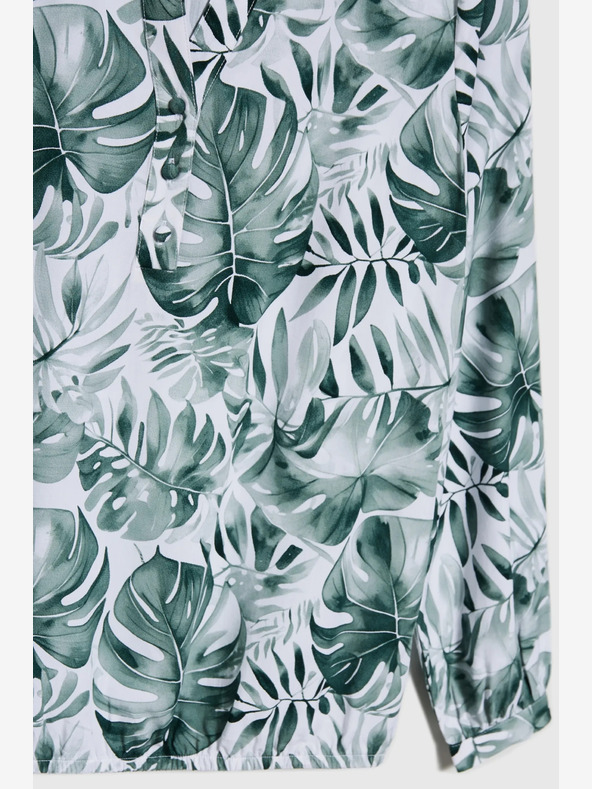 Moodo Bílo-zelená dámská vzorovaná halenka Moodo