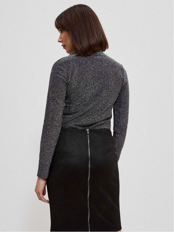 Moodo Černá dámská halenka s metalickou nití Moodo