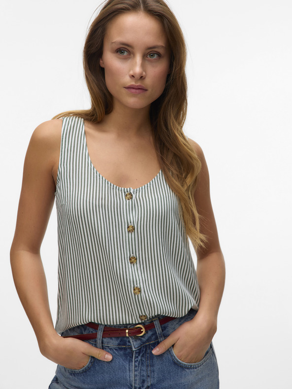 Vero Moda Bílo-zelená dámská pruhovaná halenka Vero Moda Bumpy
