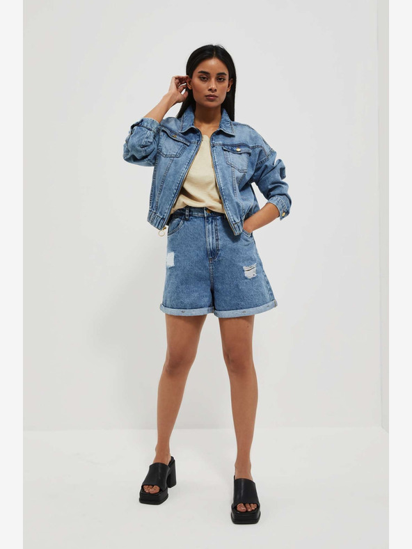 Moodo Modré dámské džínové kraťasy Moodo