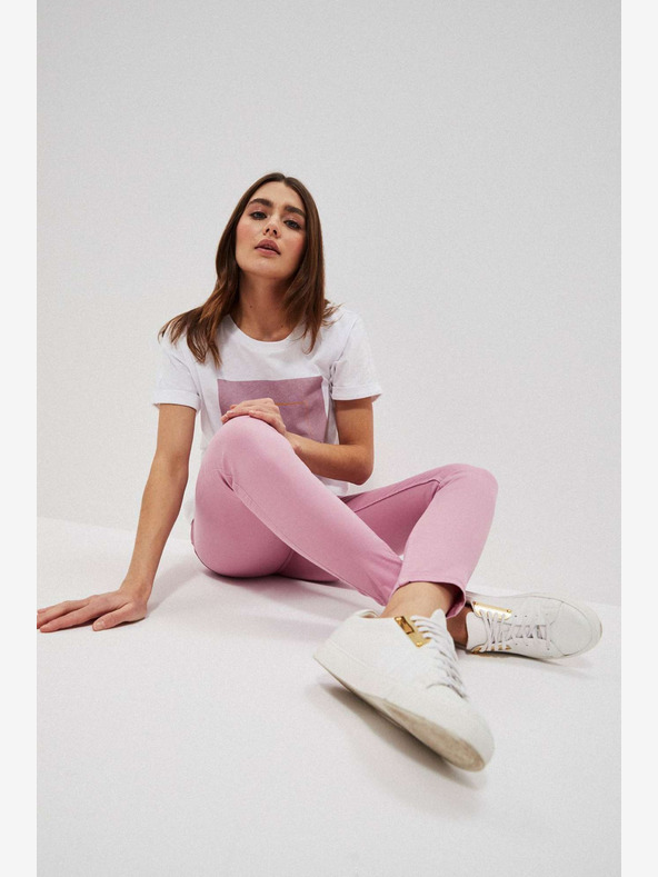 Moodo Růžové dámské kalhoty Moodo