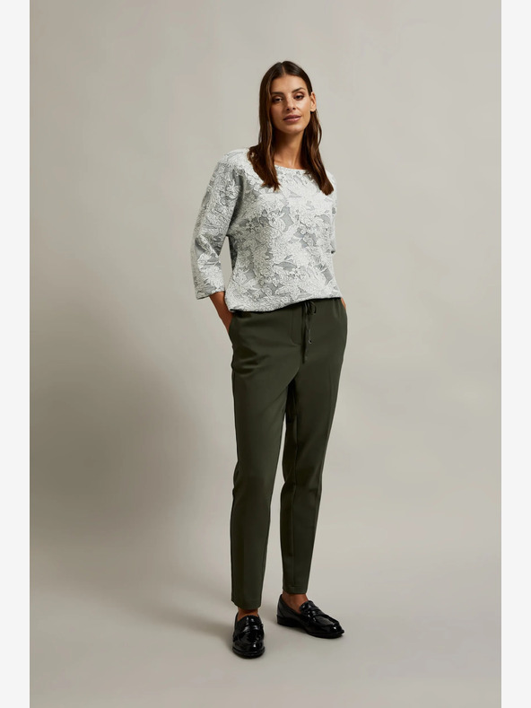 Moodo Tmavě zelené dámské kalhoty Moodo