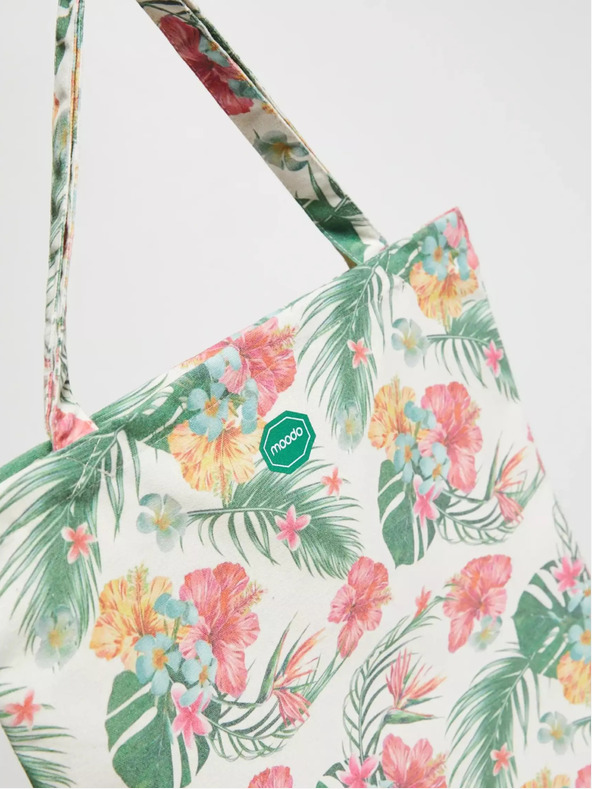 Moodo Krémovo-zelená dámská vzorovaná taška Moodo