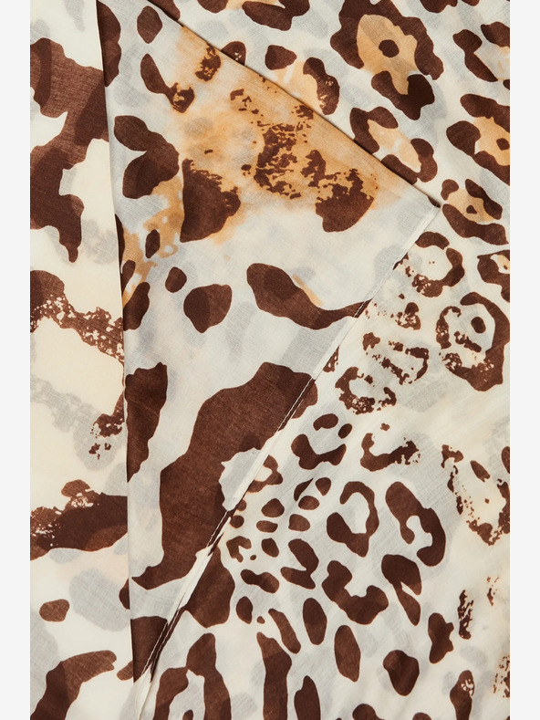 Moodo Krémovo-hnědý dámský vzorovaný šátek Moodo