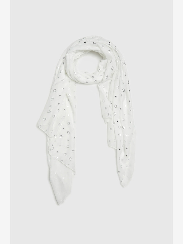 Moodo Bílý dámský puntíkovaný šátek Moodo