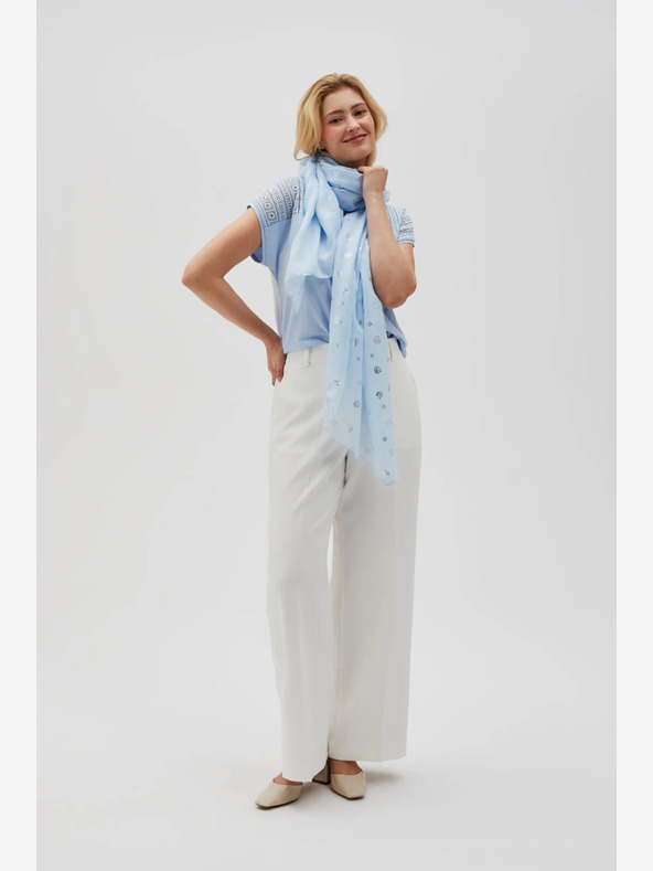 Moodo Světle modrý dámský puntíkovaný šátek Moodo