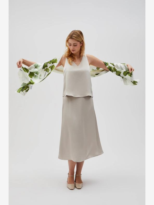 Moodo Bílo-zelený dámský vzorovaný šátek Moodo