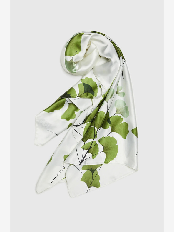 Moodo Bílo-zelený dámský vzorovaný šátek Moodo