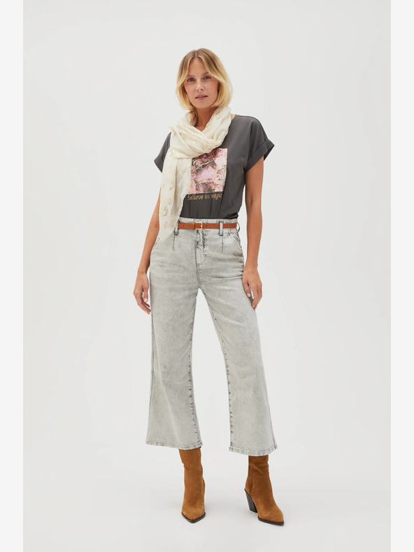 Moodo Krémový dámský vzorovaný šátek Moodo