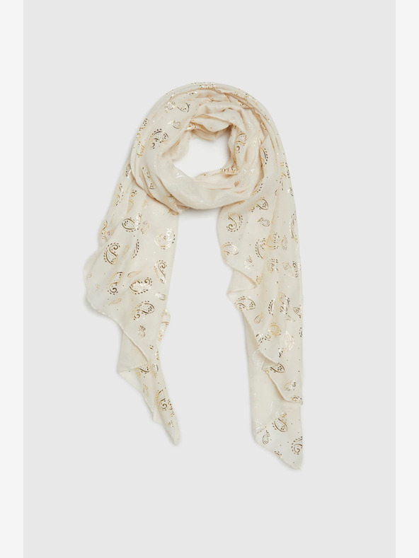 Moodo Krémový dámský vzorovaný šátek Moodo
