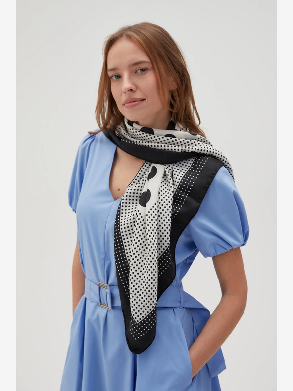 Moodo Bílo-černý dámský vzorovaný šátek Moodo