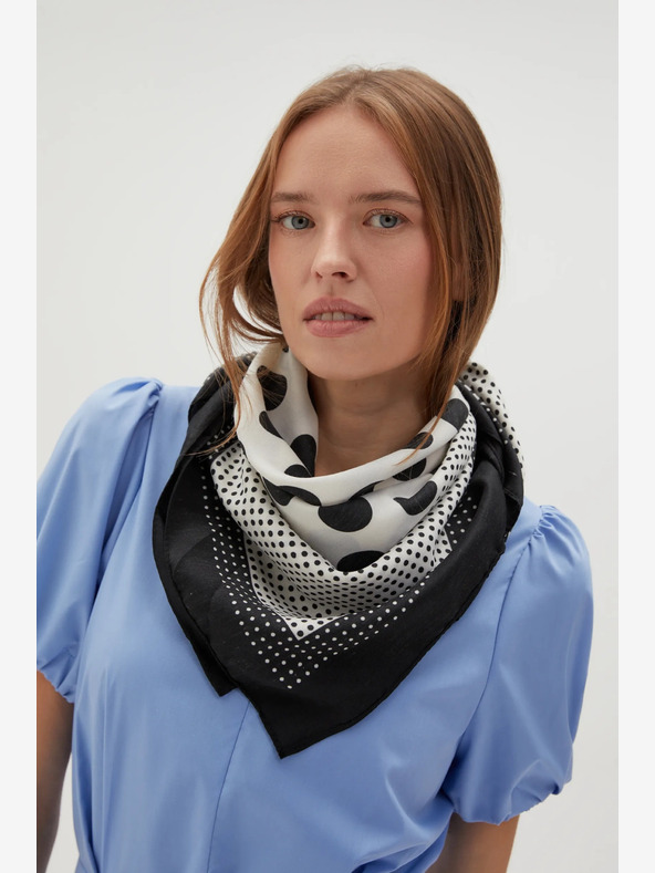 Moodo Bílo-černý dámský vzorovaný šátek Moodo