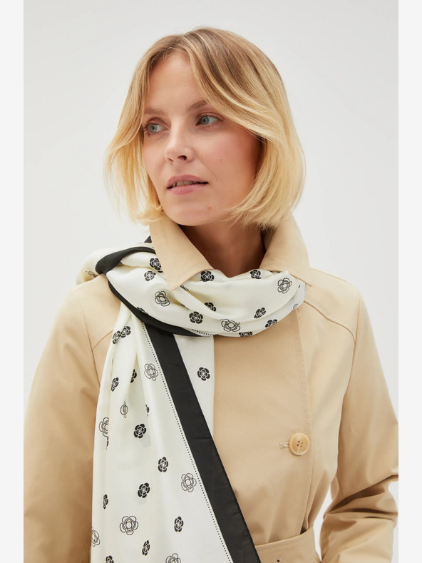 Moodo Černo-bílý dámsk květovaný šátek Moodo