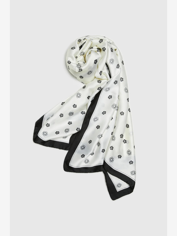 Moodo Černo-bílý dámsk květovaný šátek Moodo