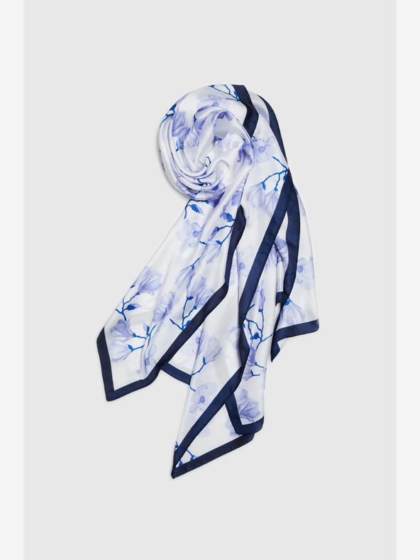Moodo Bílo-modrý dámský květovaný šátek Moodo