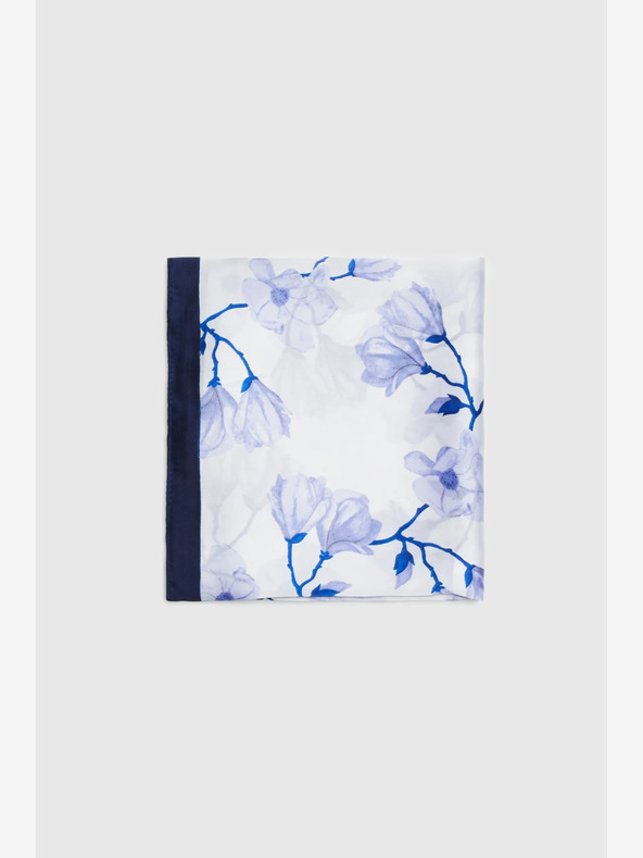 Moodo Bílo-modrý dámský květovaný šátek Moodo