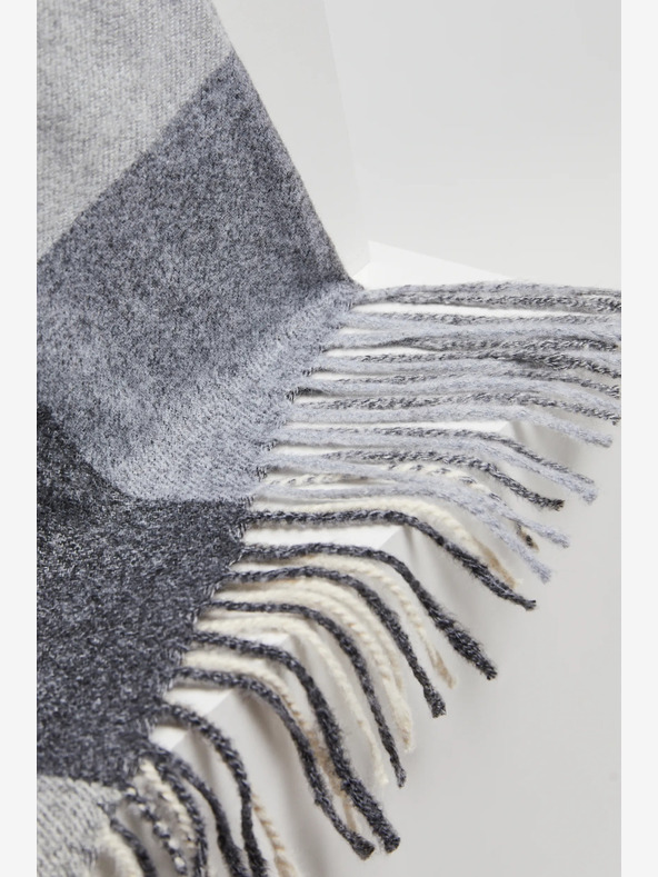 Moodo Bílo-šedá dámská kostkovaná šála Moodo