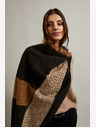 Moodo Hnědo-černá dámská vzorovaná šála Moodo