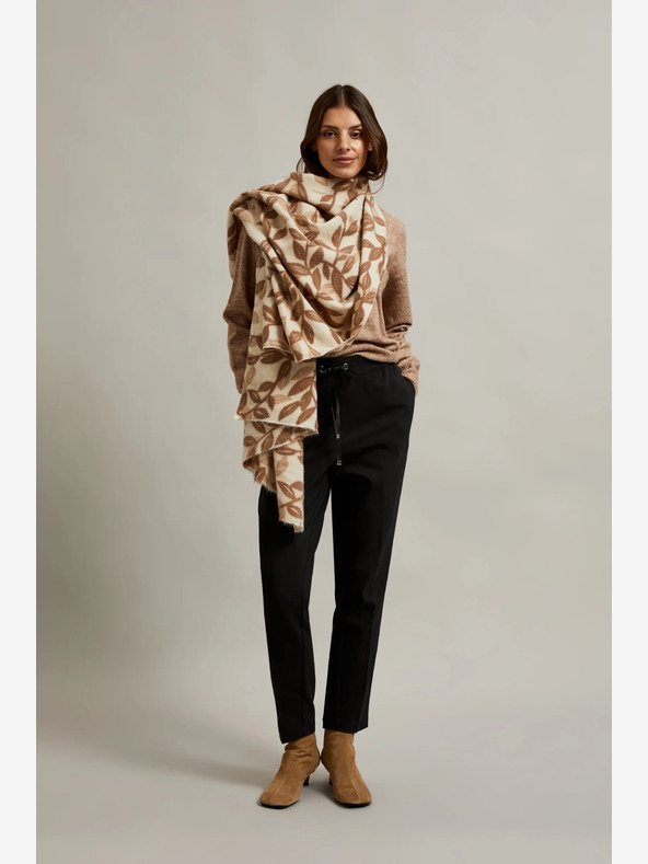 Moodo Hnědo-béžová dámská vzorovaná šála Moodo
