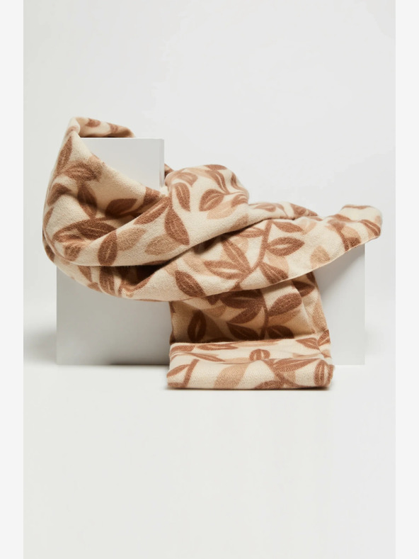 Moodo Hnědo-béžová dámská vzorovaná šála Moodo
