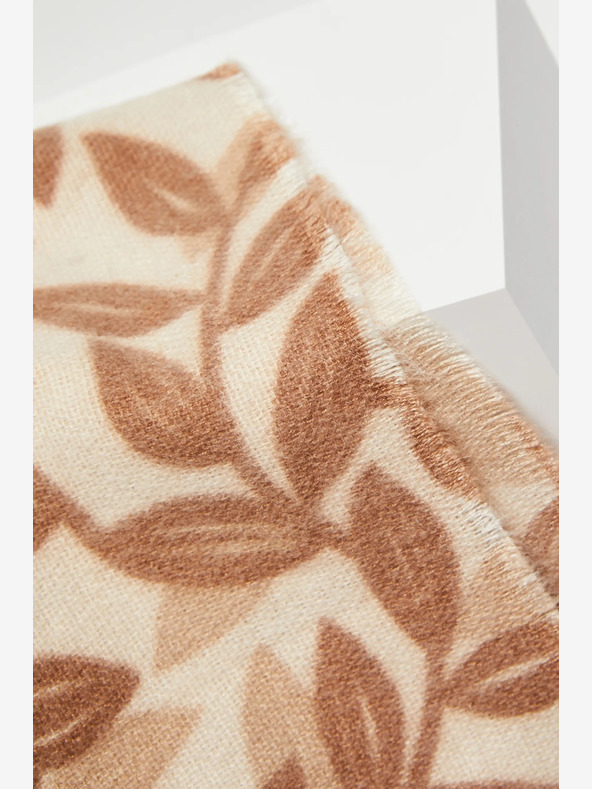 Moodo Hnědo-béžová dámská vzorovaná šála Moodo