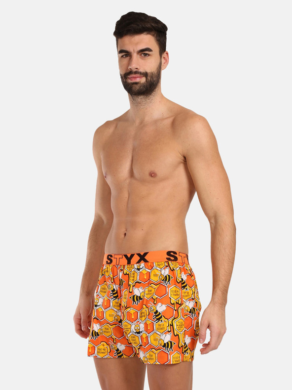 Styx Žluto-oranžové pánské vzorované trenýrky Styx Včelky