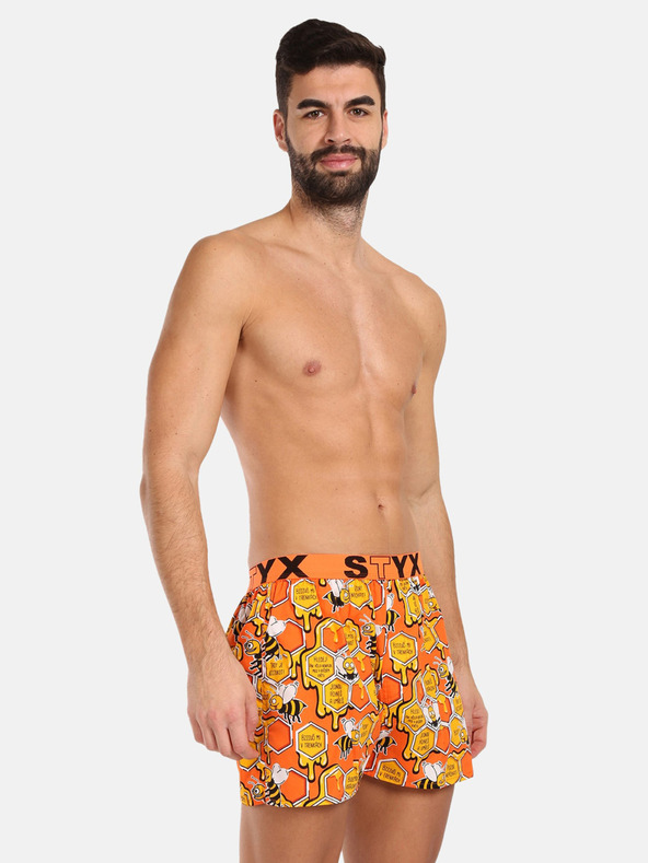 Styx Žluto-oranžové pánské vzorované trenýrky Styx Včelky