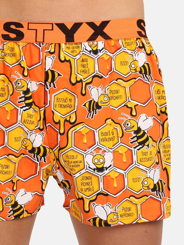 Styx Žluto-oranžové pánské vzorované trenýrky Styx Včelky