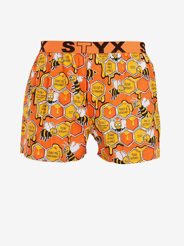 Styx Žluto-oranžové pánské vzorované trenýrky Styx Včelky