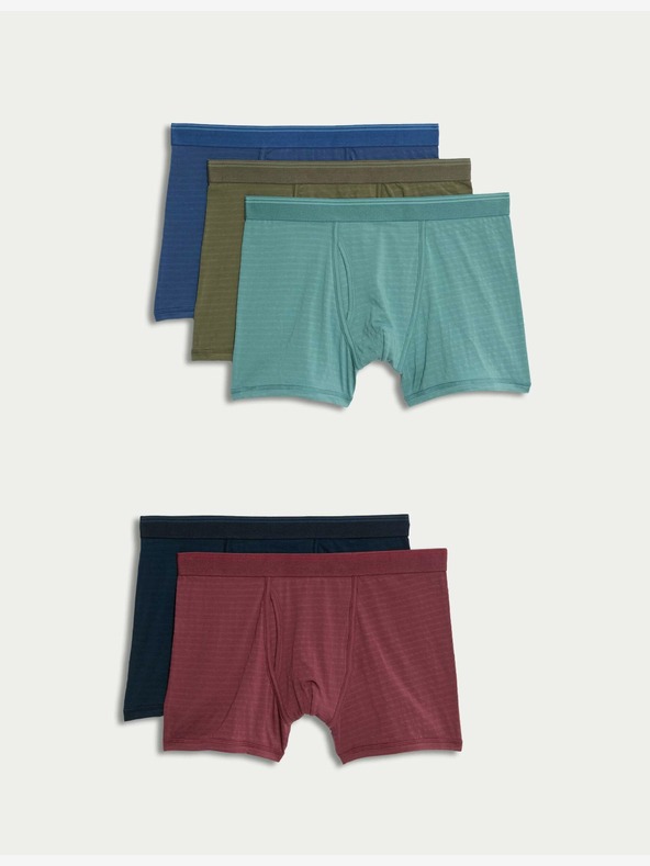 Marks & Spencer Pruhované trenýrky s vysokým podílem bavlny a technologií Cool & Fresh™, 5 ks v balení Marks & Spencer vícebarevná