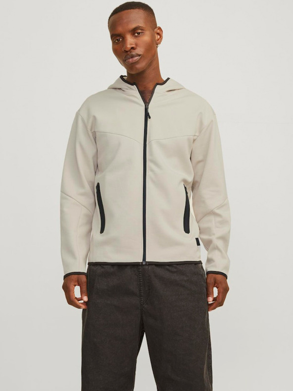 Jack & Jones Béžová pánská mikina s kapucí Jack & Jones