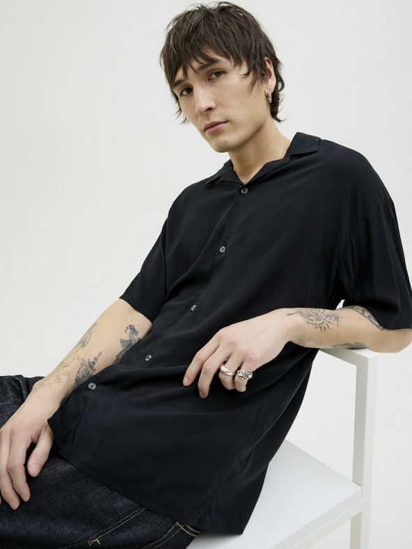 Jack & Jones Černá pánská košile s krátkým rukávem Jack & Jones