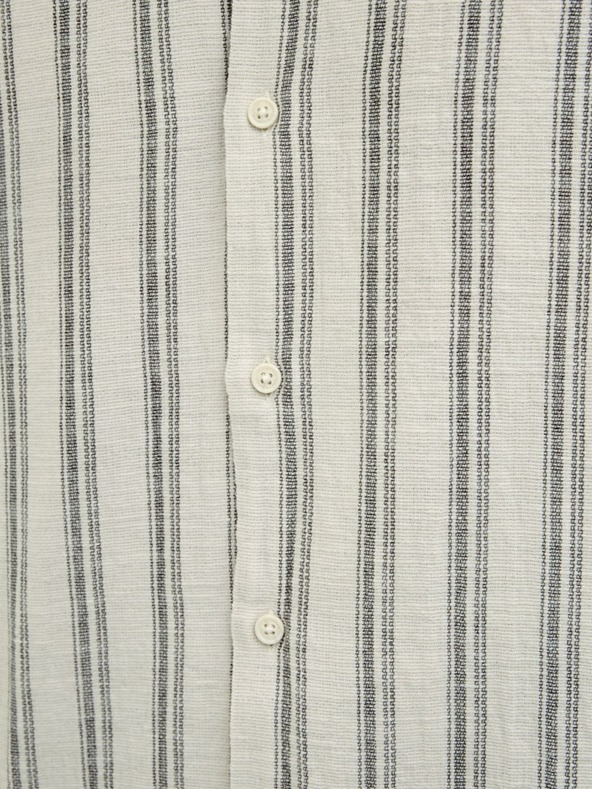 Jack & Jones Béžová pánská pruhovaná košile s krátkým rukávem Jack & Jones