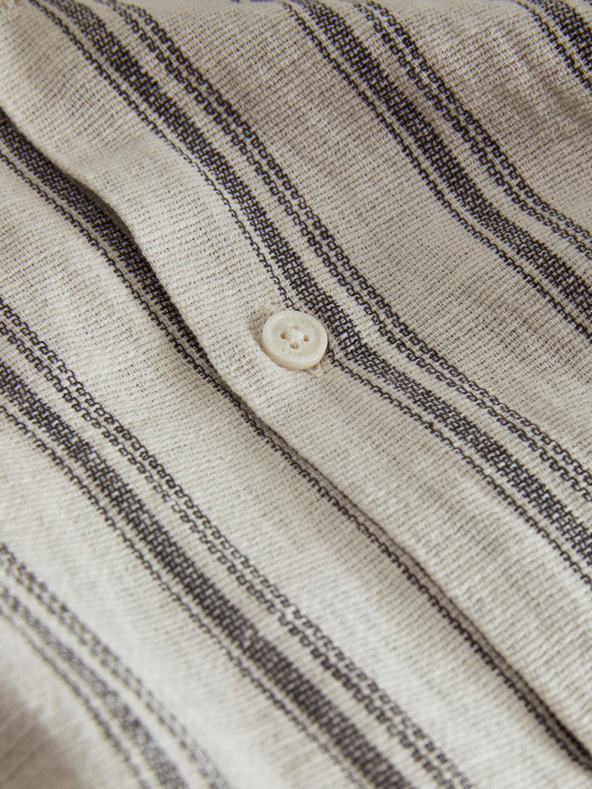 Jack & Jones Béžová pánská pruhovaná košile s krátkým rukávem Jack & Jones